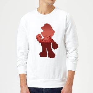 Sweat Homme Super Mario Mario Silhouette - Nintendo - Blanc