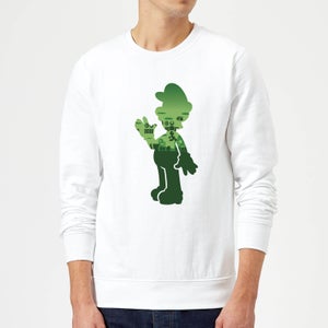 Felpa Nintendo Super Mario Luigi Silhouette - Bianco