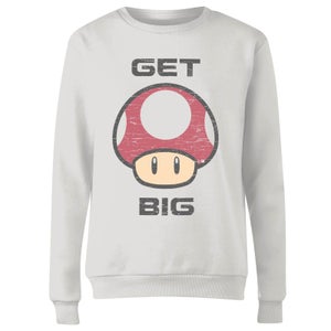 Nintendo Super Mario Get Big Mushroom Women's Sweatshirt - White