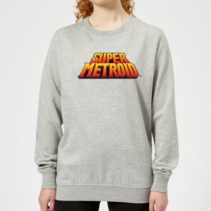 Nintendo Super Metroid Retro Logo Colour Women's Sweatshirt - Grey