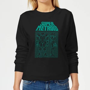Nintendo Super Metroid Power Suit Blueprint Women's Sweatshirt - Black - Black