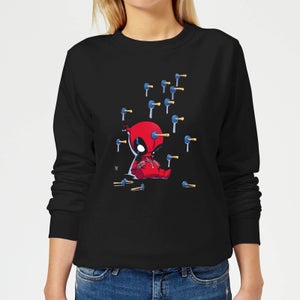 Marvel Deadpool Cartoon Knockout Women's Sweatshirt - Black