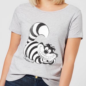 Disney Alice In Wonderland Cheshire Cat Mono Women's T-Shirt - Grey