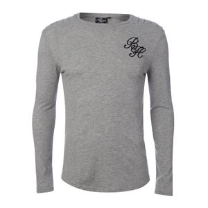 Beck & Hersey Men's Rib Panel Fleck Long Sleeve T-Shirt - Light Grey Marl