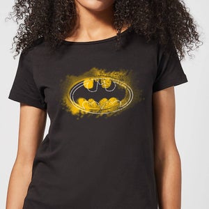 Batman Spray Logo Damen T-Shirt - Schwarz