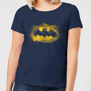 Batman Spray Logo Damen T-Shirt - Navy Blau Blau
