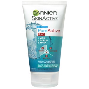 Garnier SkinActive PureActive 3-in-1 Wash, Scrub and Mask 150ml