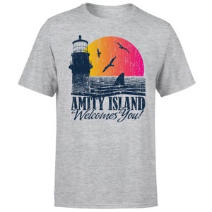 Camiseta Tiburón Welcome To Amity Island - Hombre - Gris