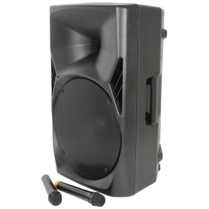 QTX QUEST-15 Bluetooth Portable PA System with 2 Wireless VHF Mics - Black