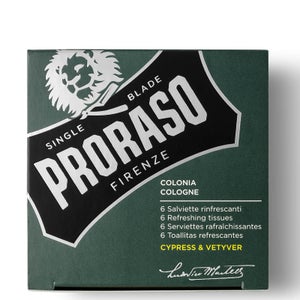 Proraso Refreshing Tissues - Cypress and Vetyver (Pack of 6)