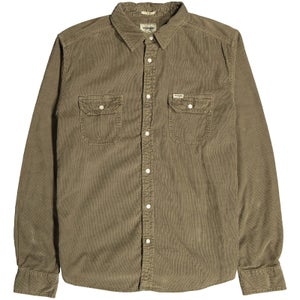 Wrangler Men's 2 Pocket Micro Cord Shirt - Army Green