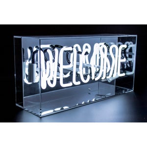 Acrylic Box Neon Welcome - White