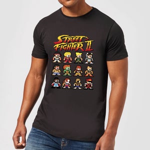 Camiseta Street Fighter II Personajes Pixelados - Hombre - Negro