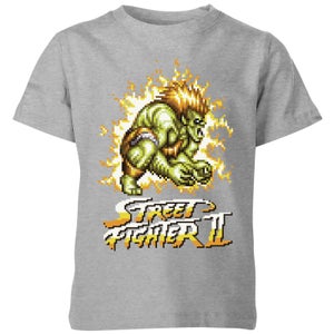 Street Fighter Blanka 16-bit Kinder T-Shirt - Grau