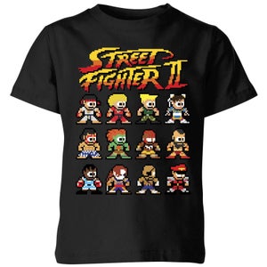 Street Fighter 2 Pixel Characters Kinder T-Shirt - Schwarz