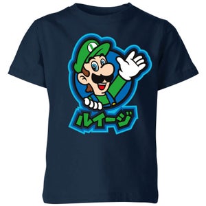 Nintendo Super Mario Luigi Kanji Kids' T-Shirt - Navy