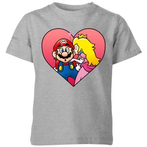 Nintendo Super Mario Peach Kiss Kinder T-shirt - Grijs