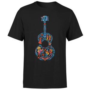 Coco Guitar Pattern Männer T-Shirt - Schwarz