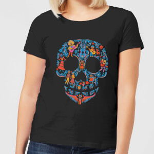 Coco Skull Pattern Damen T-Shirt - Schwarz