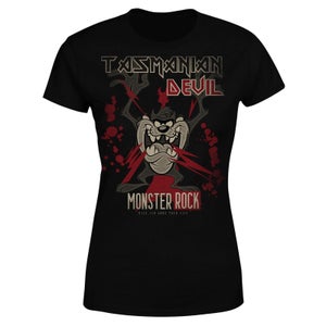 T-Shirt Femme Taz Diable de Tasmanie Monster Rock Looney Tunes - Noir