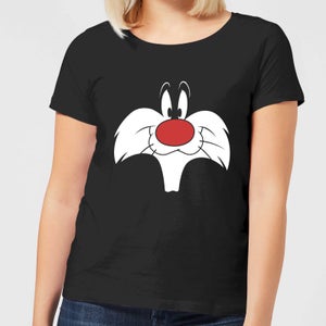 Looney Tunes Sylvester Big Gesicht Damen T-Shirt - Schwarz