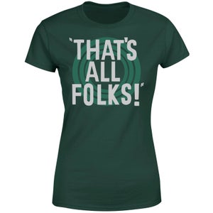 Looney Tunes That's All Folks Dames T-shirt - Donkergroen