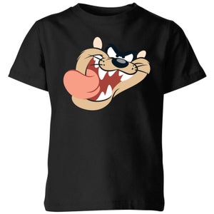 Looney Tunes Taz Gesicht Kinder T-Shirt - Schwarz