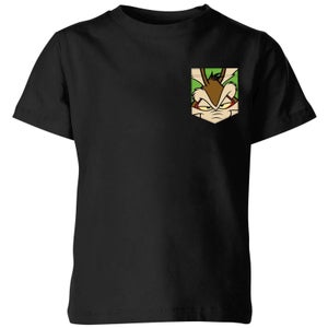 Looney Tunes Wile E Coyote Face Faux Pocket Kids' T-Shirt - Black