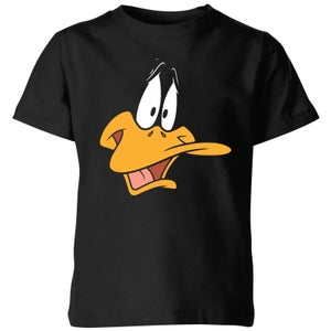 Looney Tunes Daffy Duck Gesicht Kinder T-Shirt - Schwarz