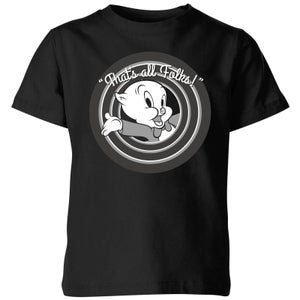 Looney Tunes That's All Folks Porky Pig Kids' T-Shirt - Black