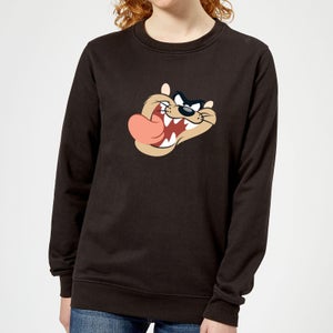 Looney Tunes Tasmanian Devil Face Women's Sweatshirt - Black