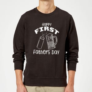 Happy First Fathers Day Sweatshirt - Black