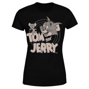 Camiseta Tom y Jerry Logo ByN - Mujer - Negro