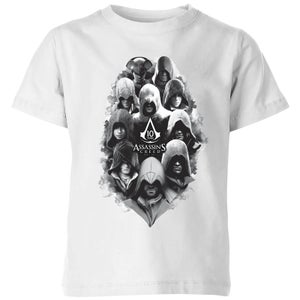 Assassin's Creed Greyscale Hooded Faces Kids' T-Shirt - White