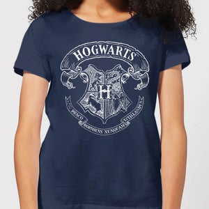 Harry Potter Hogwarts Crest Dames T-shirt - Navy