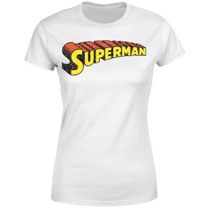 DC Superman Telescopic Crackle Logo Women's T-Shirt - White