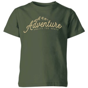 Adventure Awaits The Brave Kids' T-Shirt - Forest Green