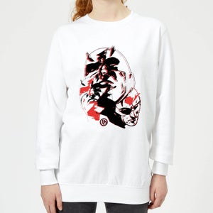 Marvel Knights Daredevil Layered Faces Women's Sweatshirt - White