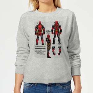 Marvel Deadpool Action Figure Plans Women's Sweatshirt - Grey