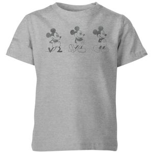 Disney Mickey Mouse Ontwikkeling Drie Poses Kinder T-Shirt - Grijs