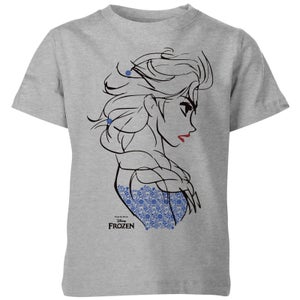 T-Shirt Enfant La Reine des Neiges - Croquis Elsa Bleu - Gris