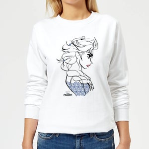 Die Eiskönigin Elsa Sketch Strong Damen Pullover - Weiß