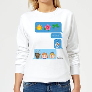 Die Eiskönigin I Love Heat Emoji Damen Pullover - Weiß