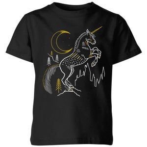 Harry Potter Unicorn Line Art Kids' T-Shirt - Black