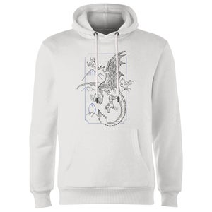 Harry Potter Dragon Line Art Hoodie - White