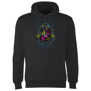 Harry Potter Neon Hogwarts Crest Hoodie - Black