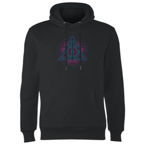 Harry Potter Neon Deathly Hallows Hoodie - Black