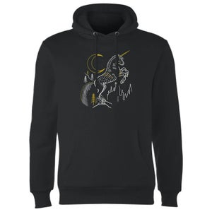 Harry Potter Unicorn Line Art Hoodie - Black