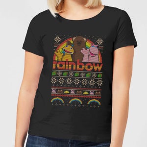 Rainbow Fairisle Weinachten Pullover Frauen T-Shirt - Schwarz