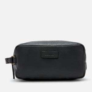 Barbour Men's Compact Leather Wash Bag - Black
